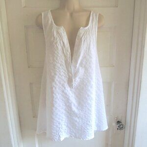Mystree White Cotton Textured Trapeze Tunic Tank L